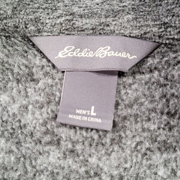 🔺️Eddie Bauer Gray Fleece 1/4 Zip Long Sleeve Sweatshirt Large - Picture 7 of 8
